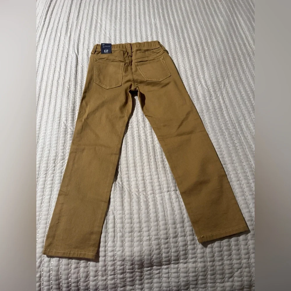 GAP‎ Boys Slim Stretch Pants Brown Pull On Elastic Waist Size M (8) NWT
